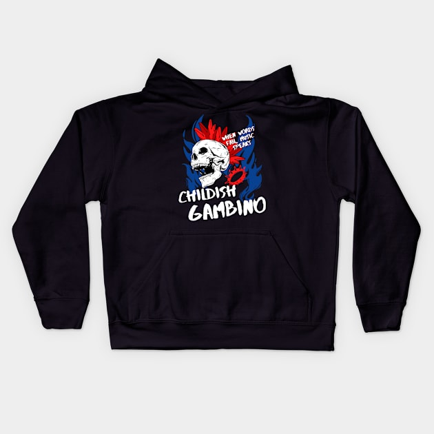 childish gambino ll music speaks Kids Hoodie by daley doodles